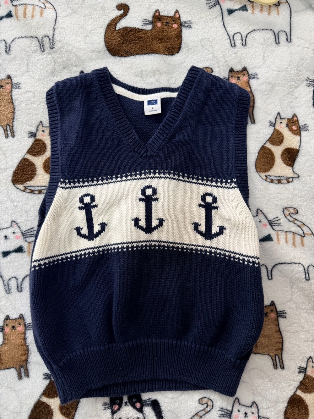 3x$21 Janie and Jack Navy Anchor Knit Vest - Kids Sweater Vest